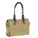 PRADA Quilted Chain Shoulder Bag Nylon Beige Auth ar8728-1