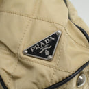PRADA Quilted Chain Shoulder Bag Nylon Beige Auth ar8728-10