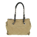 PRADA Quilted Chain Shoulder Bag Nylon Beige Auth ar8728-13
