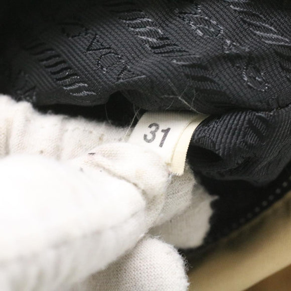 PRADA Quilted Chain Shoulder Bag Nylon Beige Auth ar8728