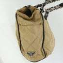PRADA Quilted Chain Shoulder Bag Nylon Beige Auth ar8728-5