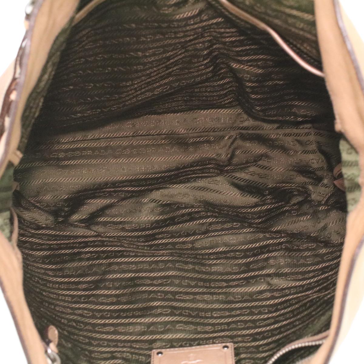 PRADA Tote Bag Leather Beige Auth ar8732