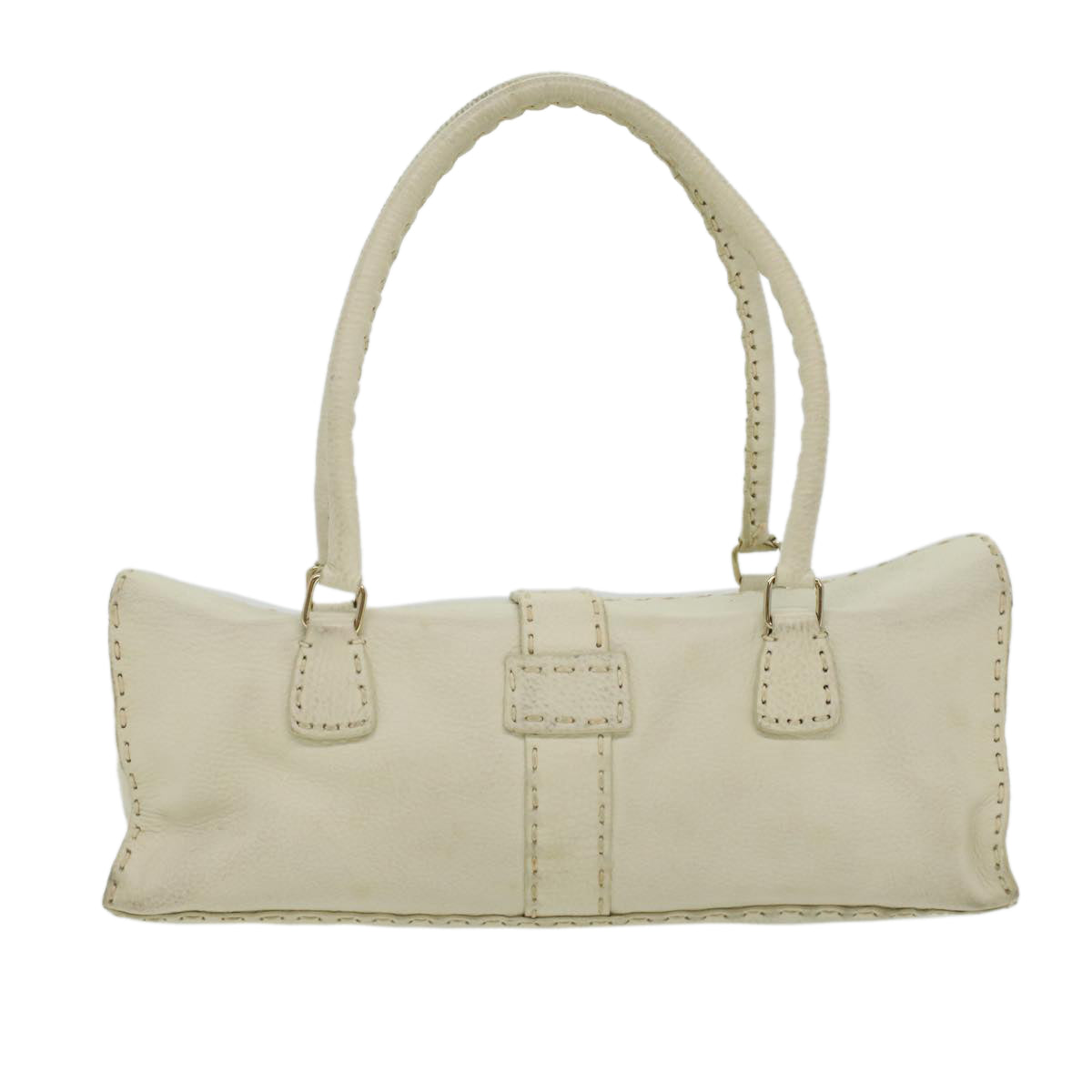 FENDI Celeria Shoulder Bag Leather White Auth ar8736 - 0