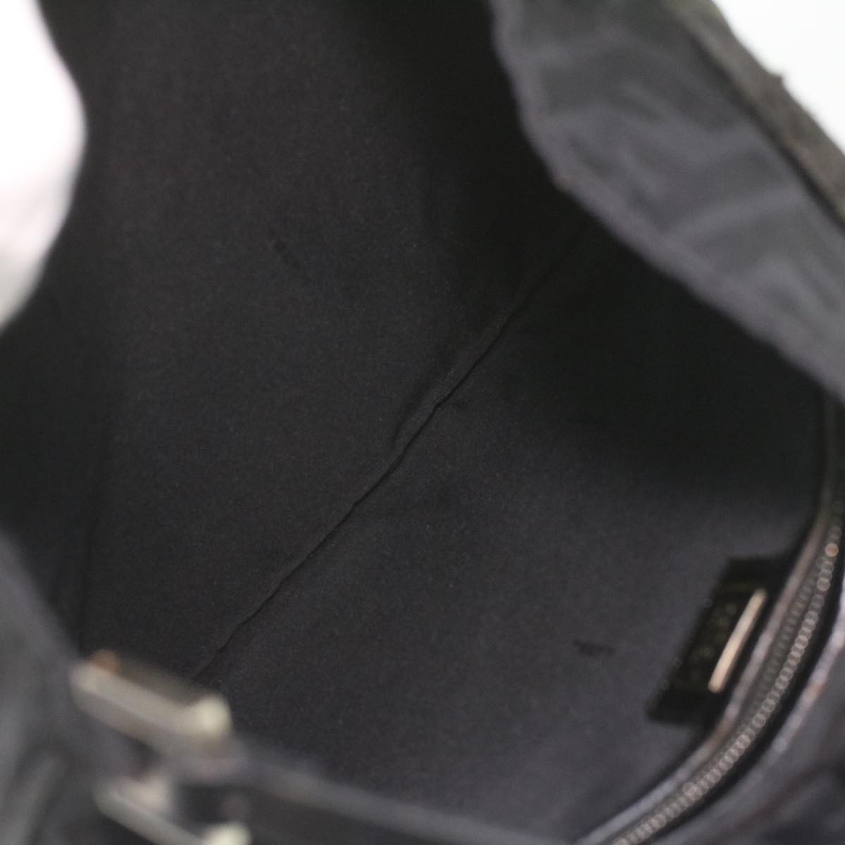 FENDI Zucca Canvas Shoulder Bag Nylon Black Auth ar8812