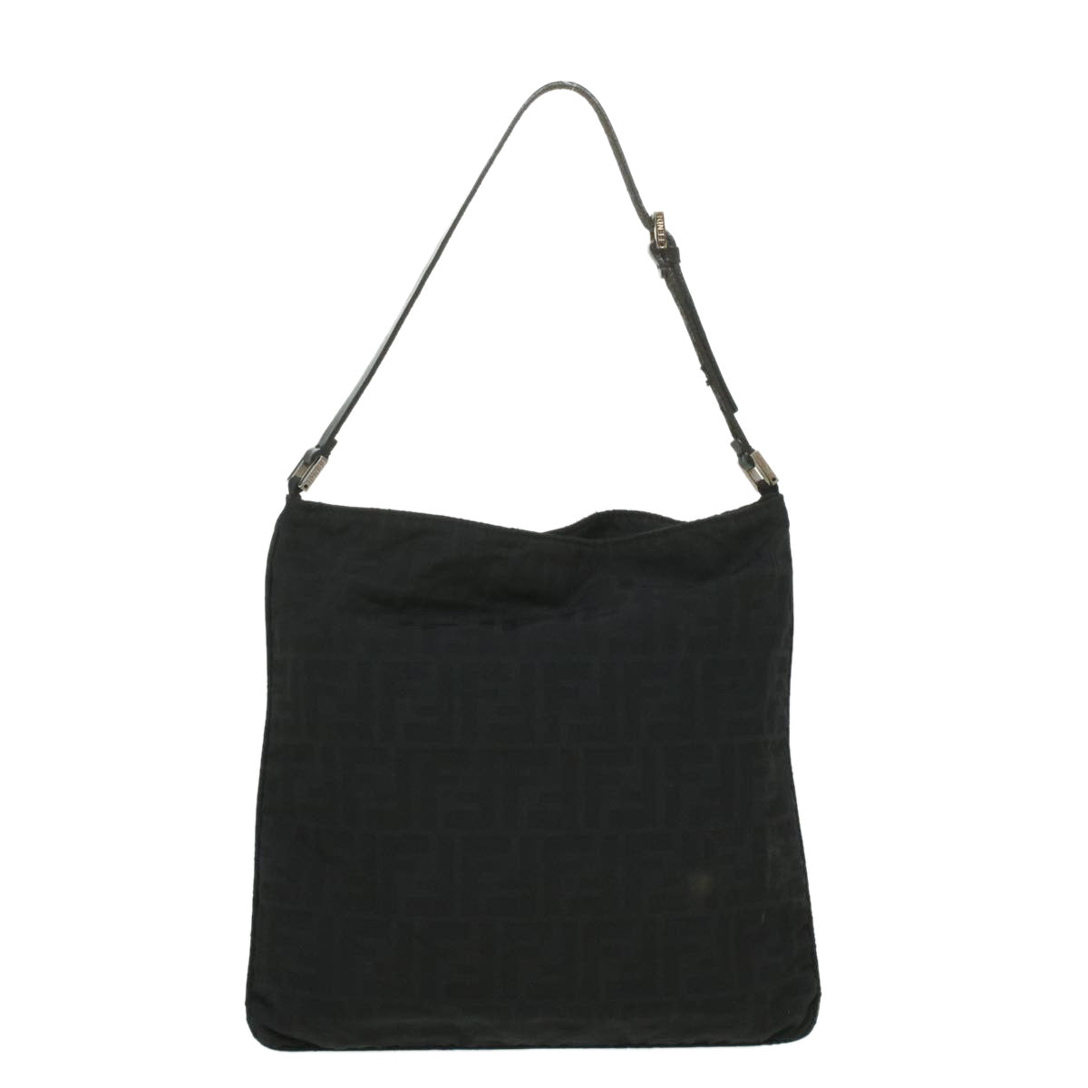 FENDI Zucca Canvas Shoulder Bag Nylon Black Auth ar8812