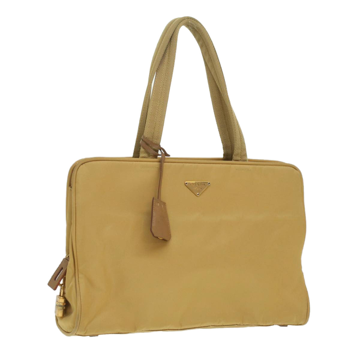 PRADA Tote Bag Nylon Yellow Auth ar8817