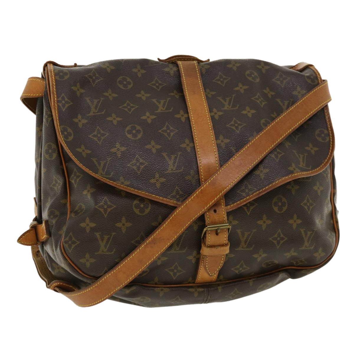 LOUIS VUITTON Monogram Saumur 35 Shoulder Bag M42254 LV Auth ar8861