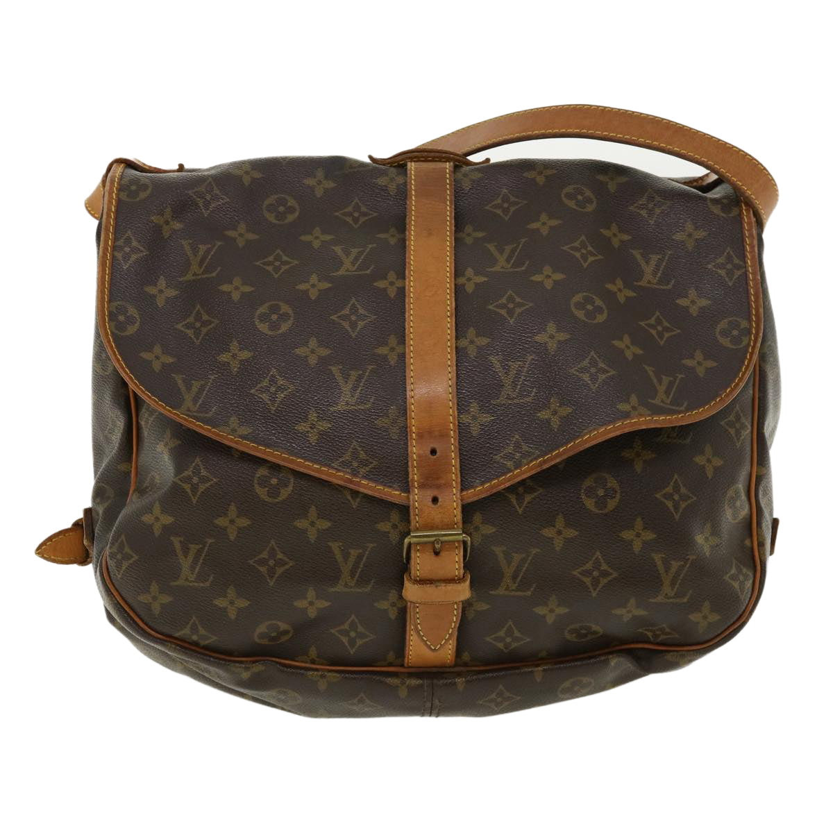 LOUIS VUITTON Monogram Saumur 35 Shoulder Bag M42254 LV Auth ar8861