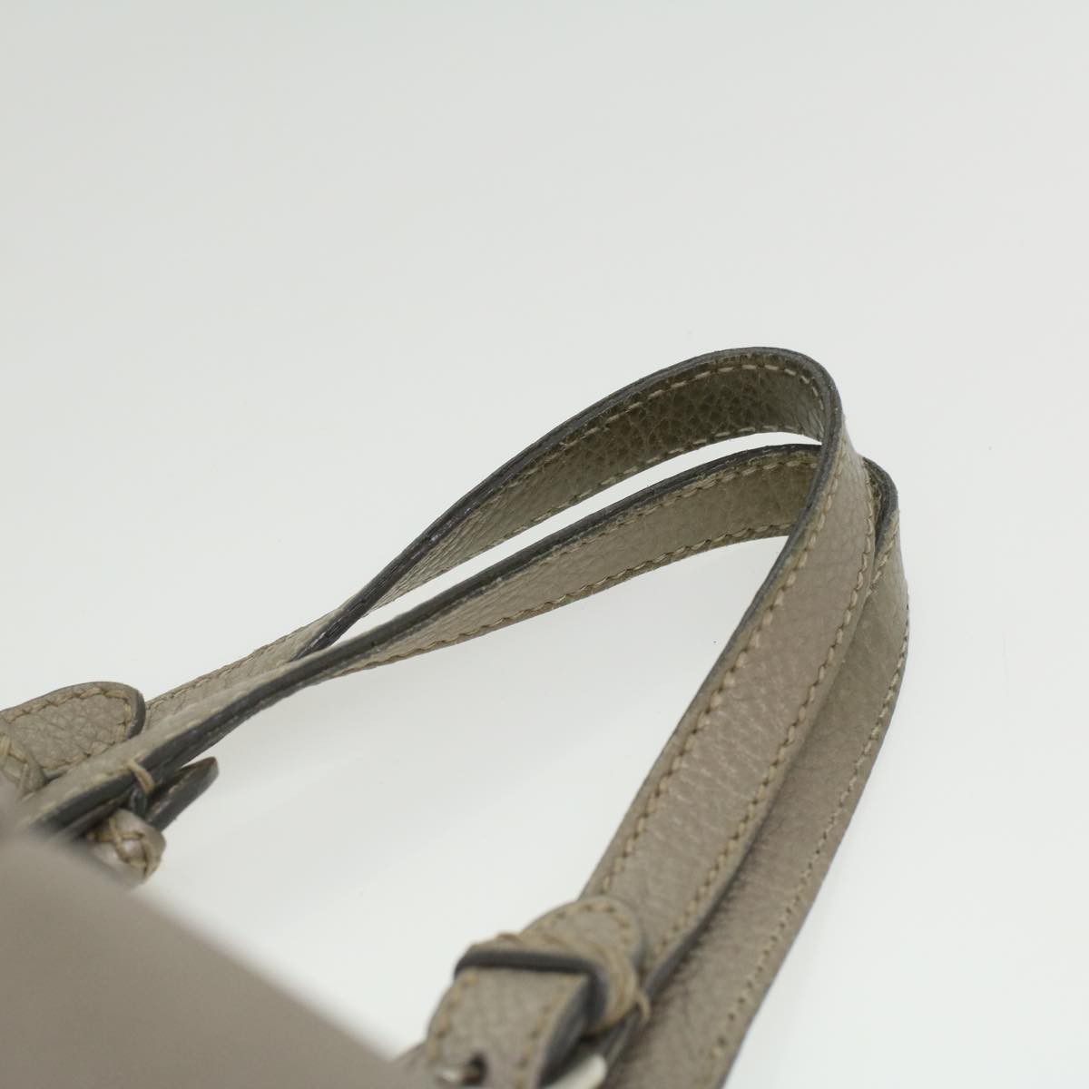 FENDI Celeria Tote Bag Leather Silver Auth ar8876