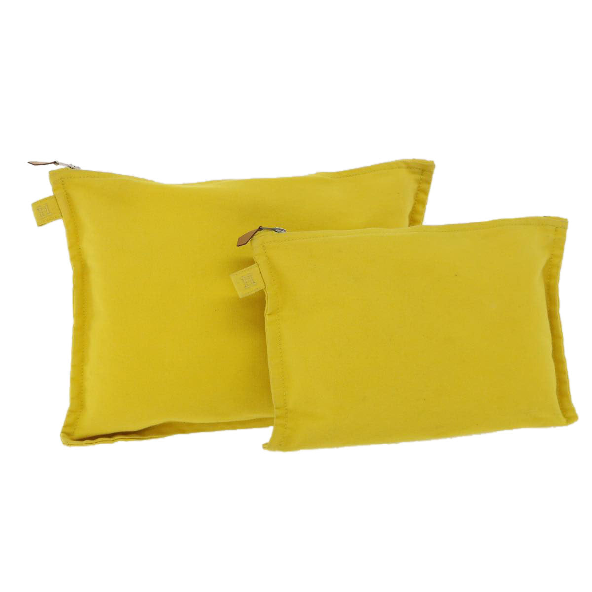 HERMES Pouch Canvas 2Set Yellow Auth ar8878