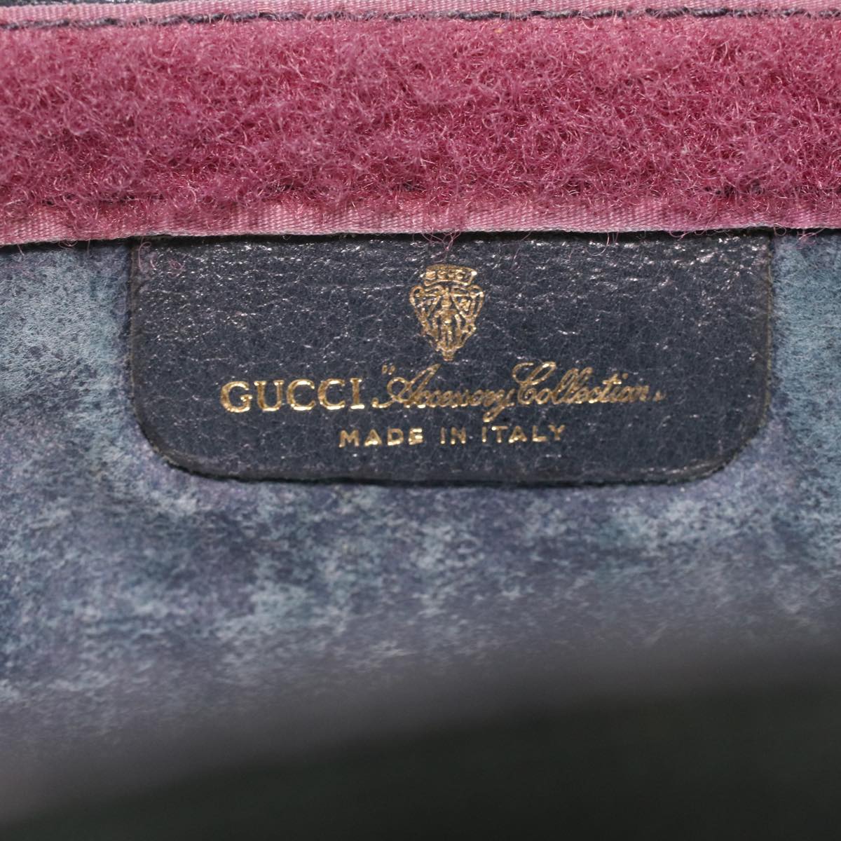 GUCCI GG Canvas Sherry Line Clutch Bag PVC Leather Gray Red Navy Auth ar8911