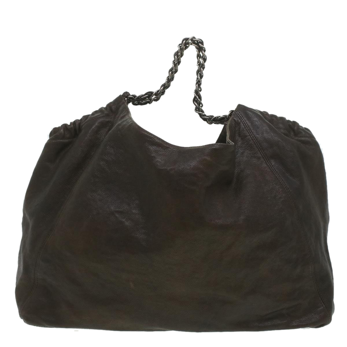 CHANEL Chain Shoulder Bag Caviar Skin Brown CC Auth ar8945 - 0