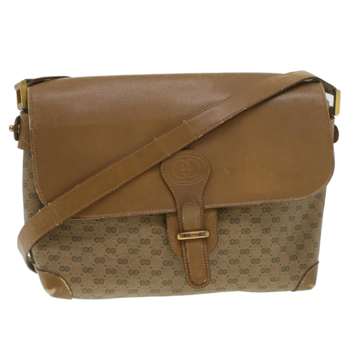 GUCCI Micro GG Canvas Shoulder Bag Beige 001 261 1135 Auth ar8953