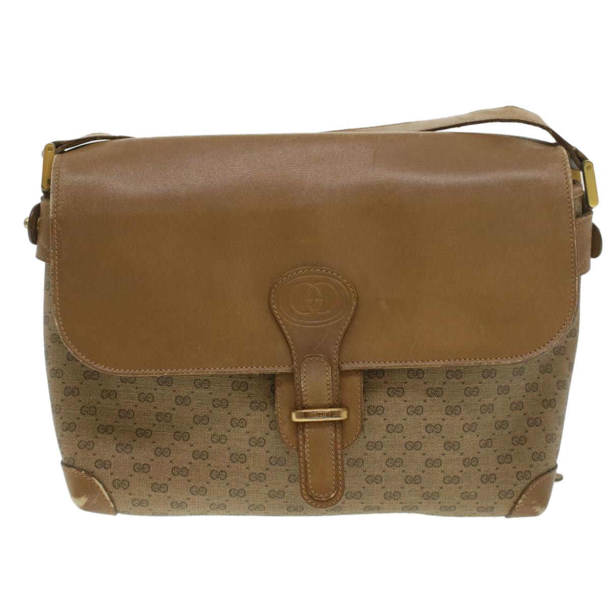 GUCCI Micro GG Canvas Shoulder Bag Beige 001 261 1135 Auth ar8953