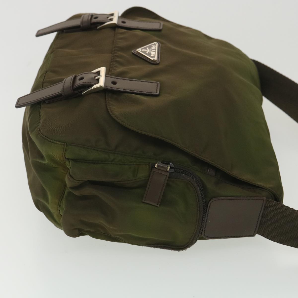 PRADA Shoulder Bag Nylon Khaki Auth ar8967