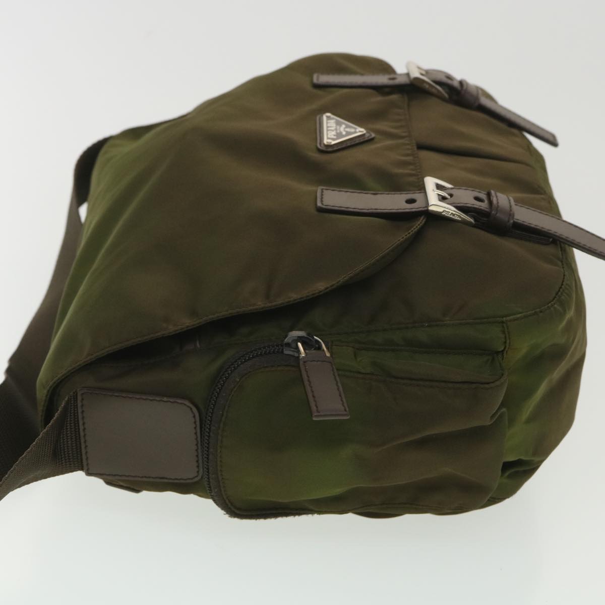 PRADA Shoulder Bag Nylon Khaki Auth ar8967
