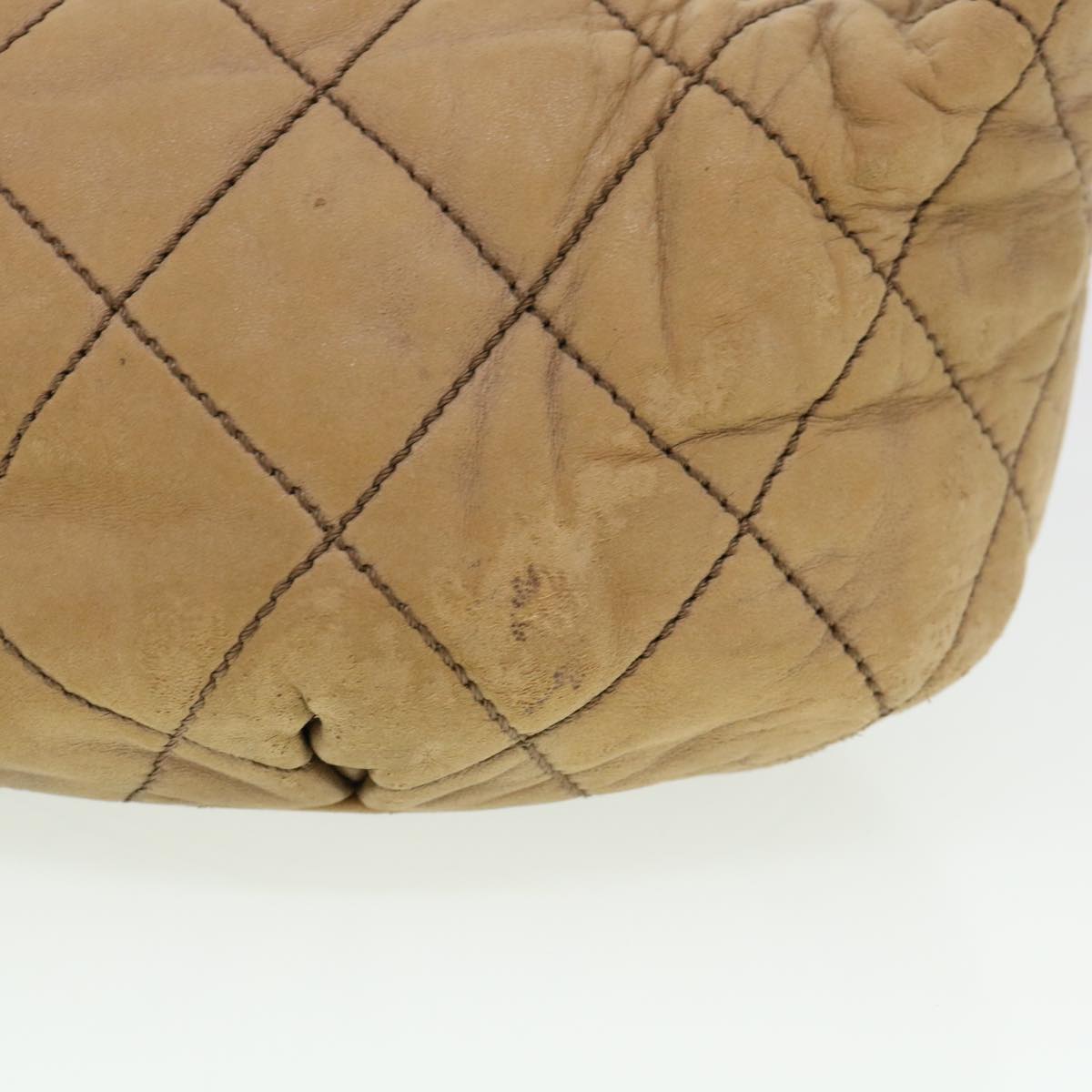 CHANEL Wild stitch Matelasse Shoulder Bag Leather Beige CC Auth ar9016 - 0