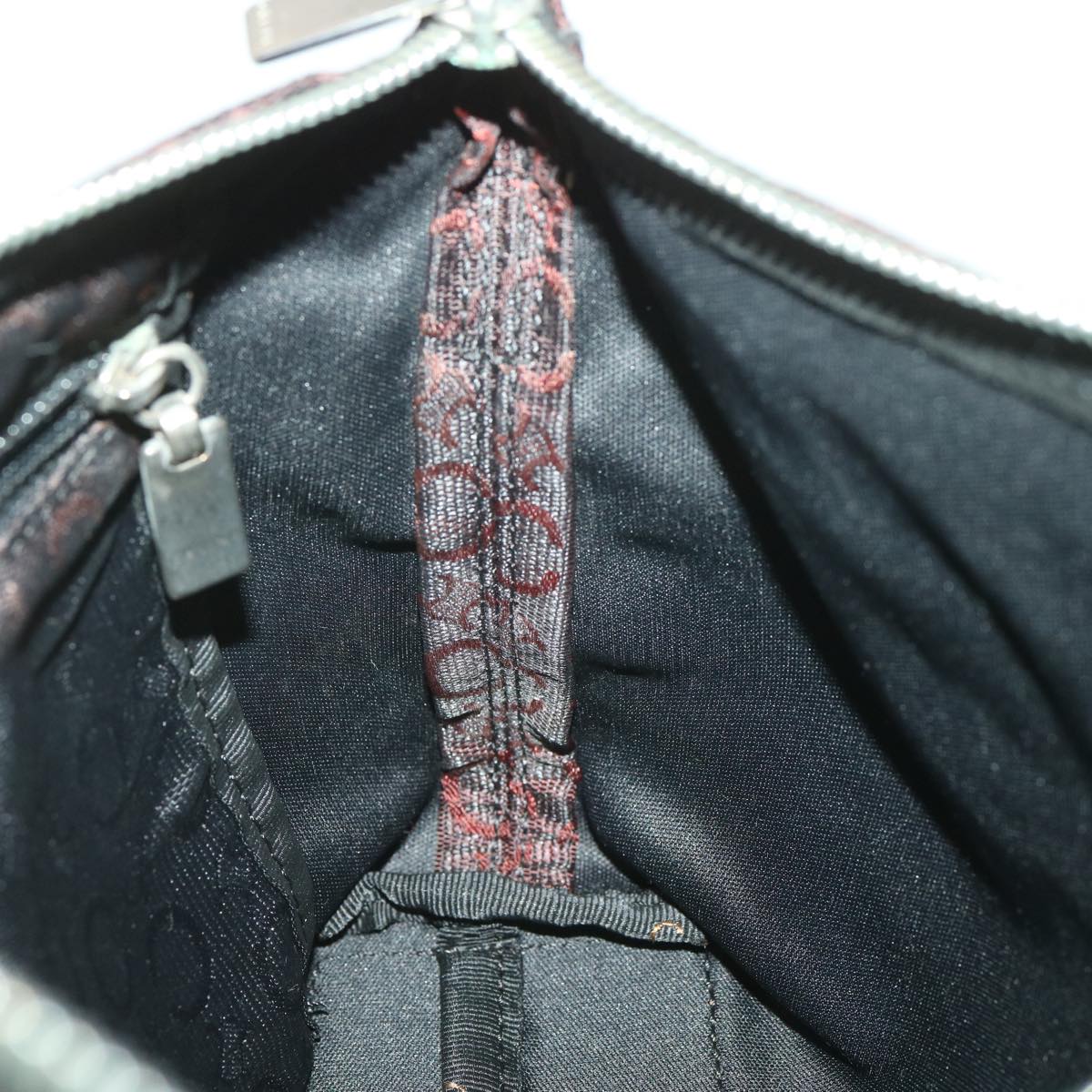 CELINE C Macadam Canvas Shoulder Bag Black Auth ar9020