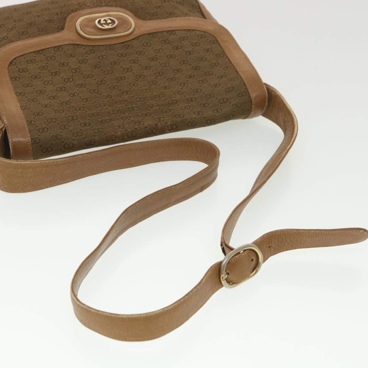 GUCCI Micro GG Canvas Shoulder Bag Beige Brown Auth ar9061