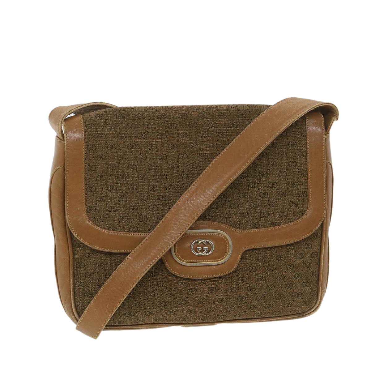 GUCCI Micro GG Canvas Shoulder Bag Beige Brown Auth ar9061