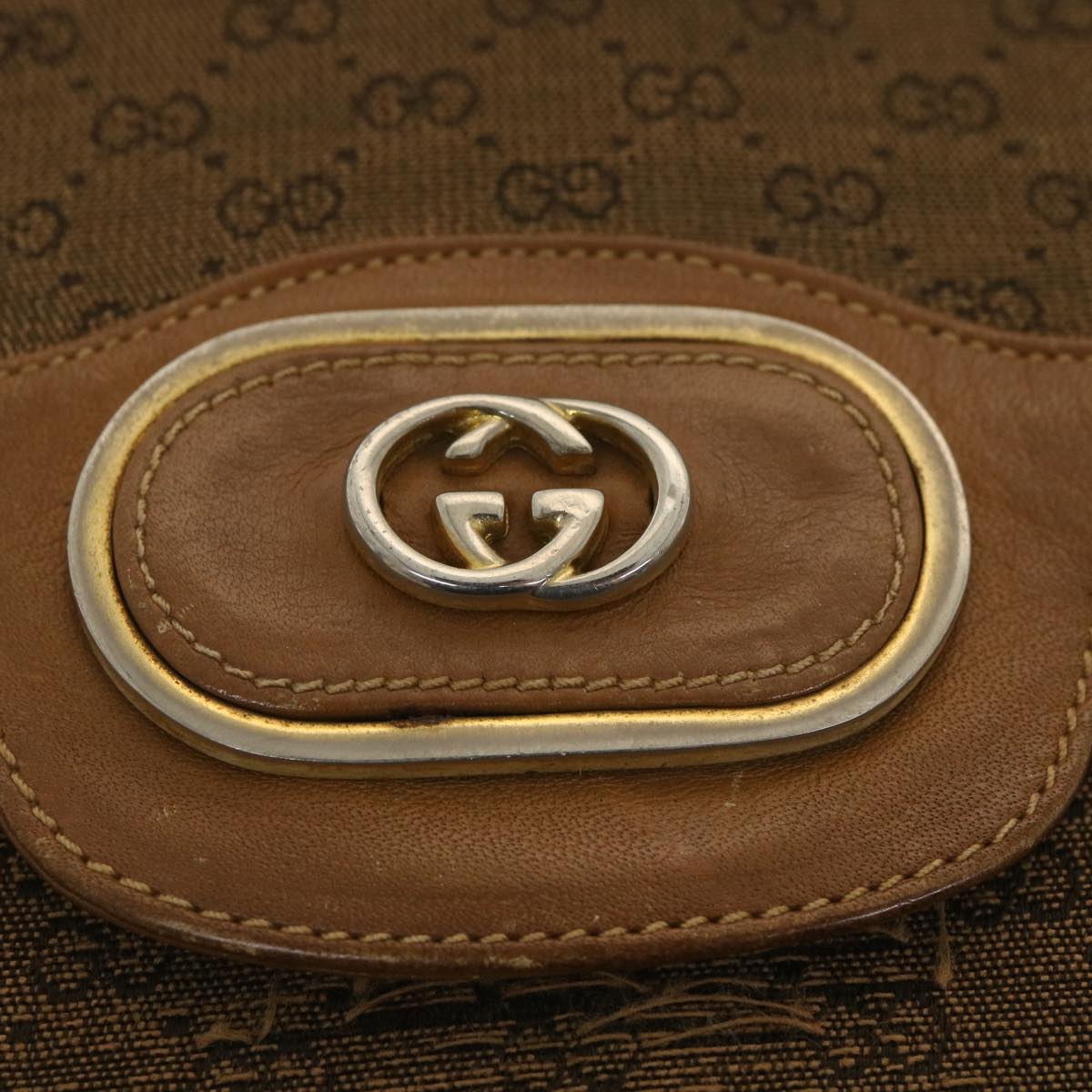 GUCCI Micro GG Canvas Shoulder Bag Beige Brown Auth ar9061