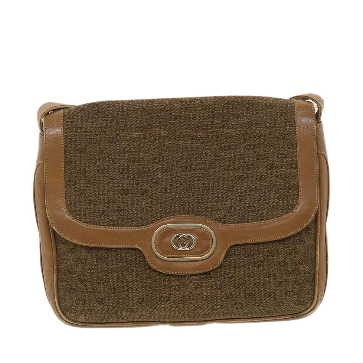 GUCCI Micro GG Canvas Shoulder Bag Beige Brown Auth ar9061