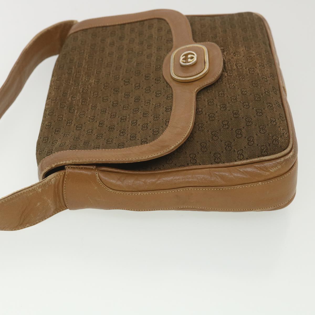 GUCCI Micro GG Canvas Shoulder Bag Beige Brown Auth ar9061