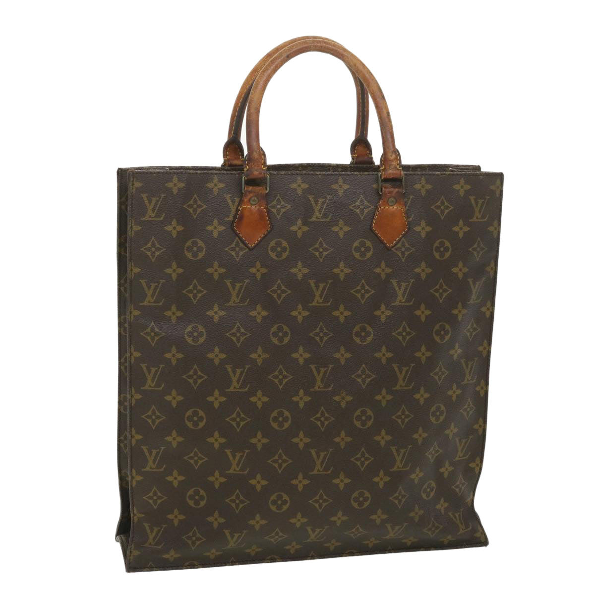 LOUIS VUITTON Monogram Sac Plat Hand Bag M51140 LV Auth ar9079