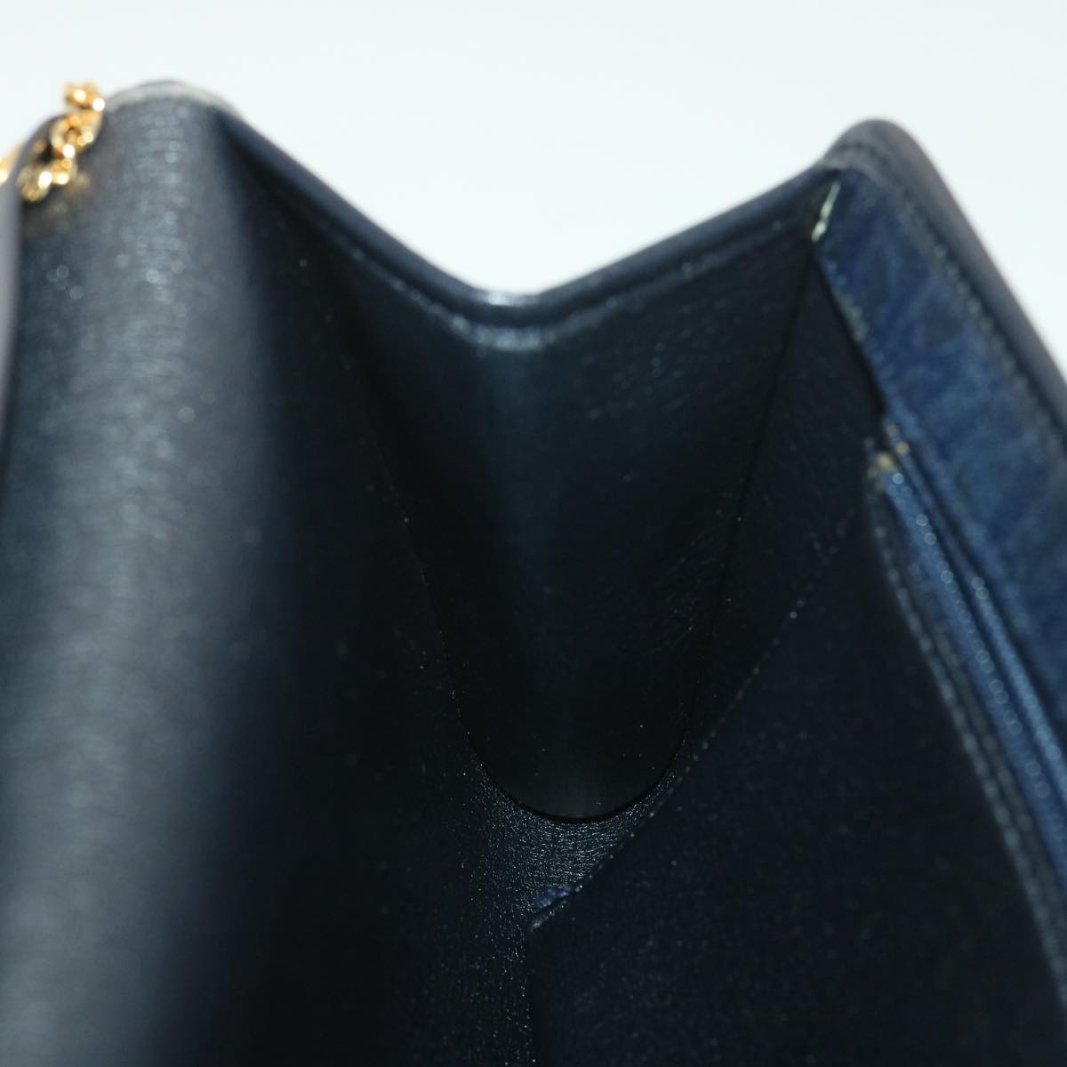 Christian Dior Trotter Canvas Chain Shoulder Bag Navy Auth ar9086