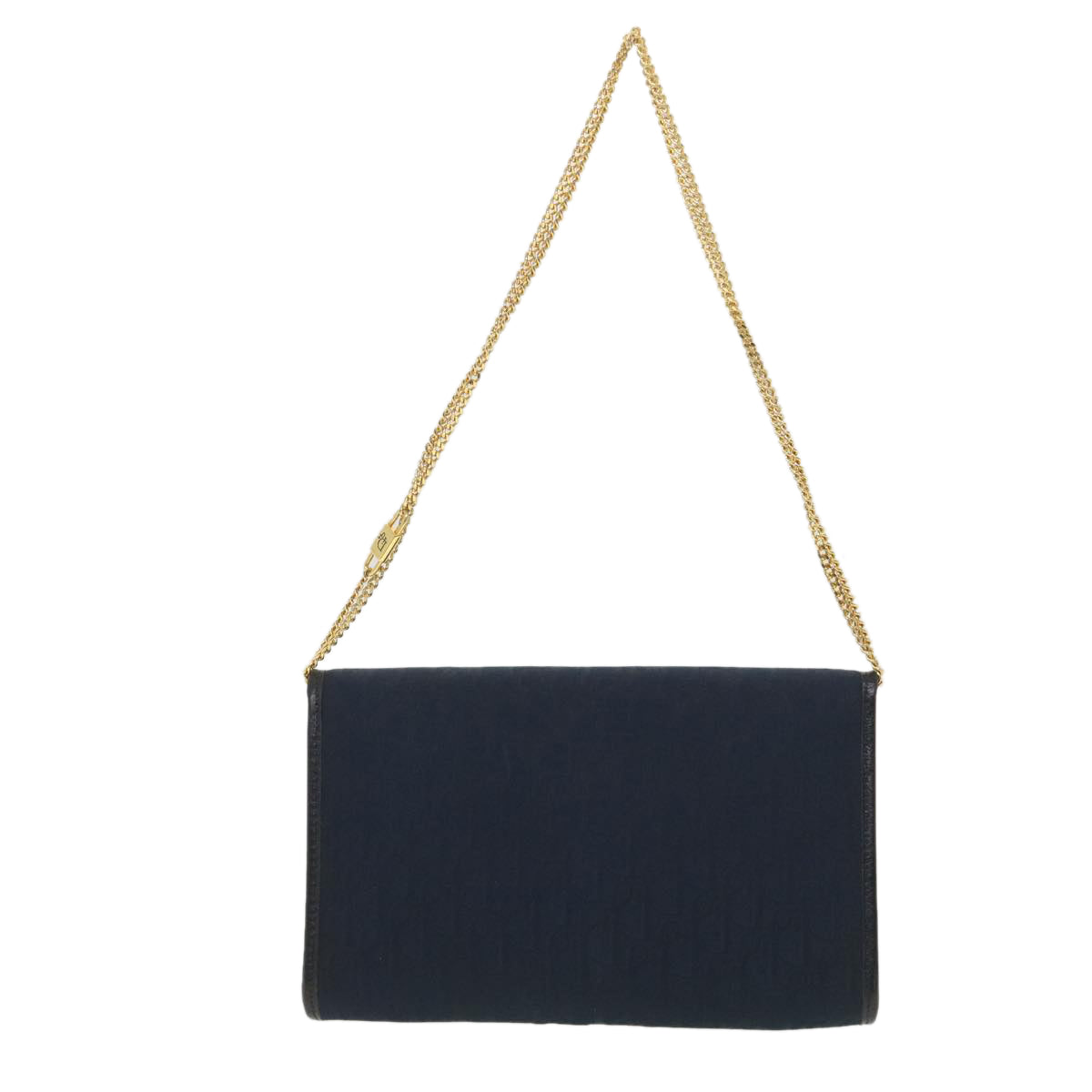 Christian Dior Trotter Canvas Chain Shoulder Bag Navy Auth ar9086