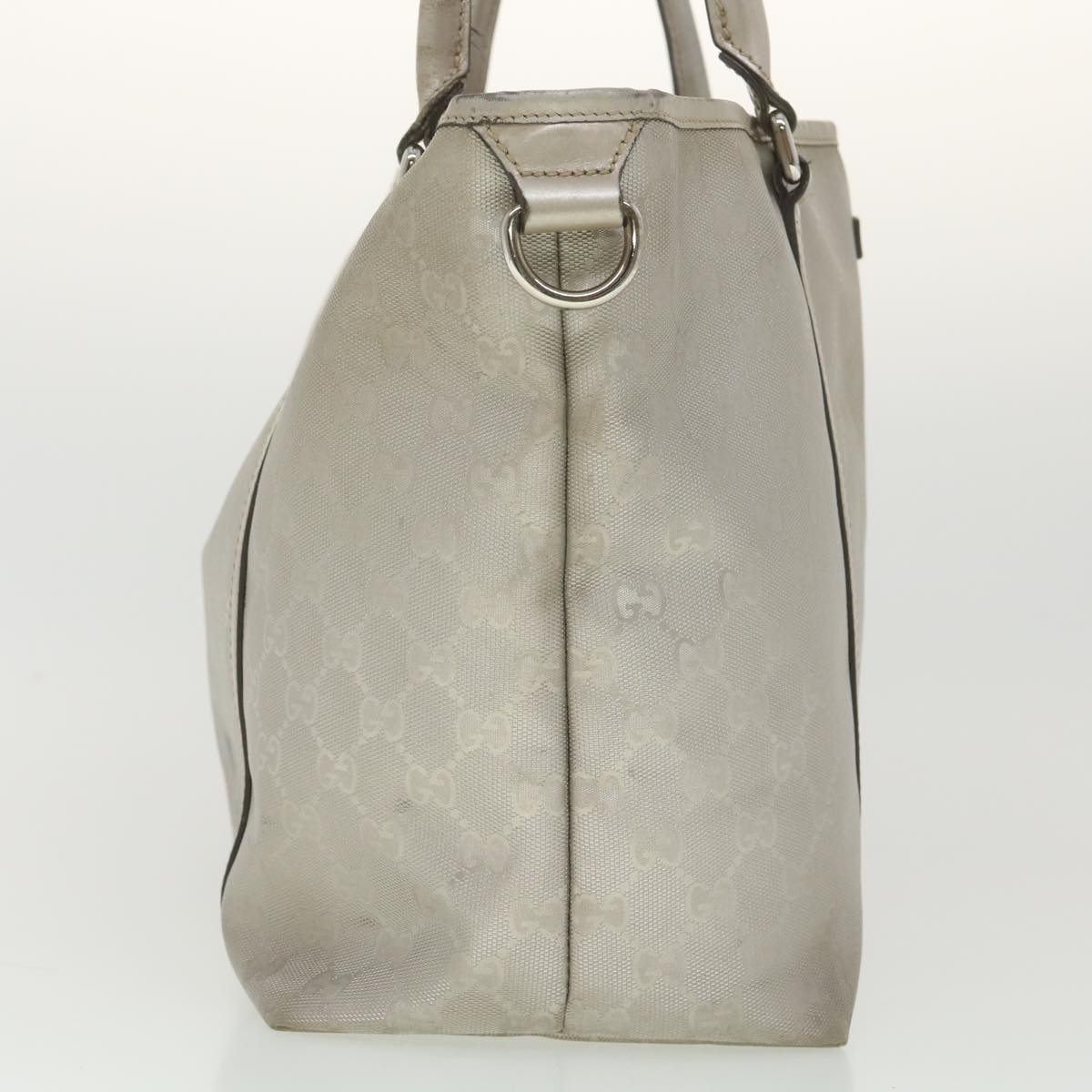 GUCCI GG Canvas Shoulder Bag Silver 197953 Auth ar9096