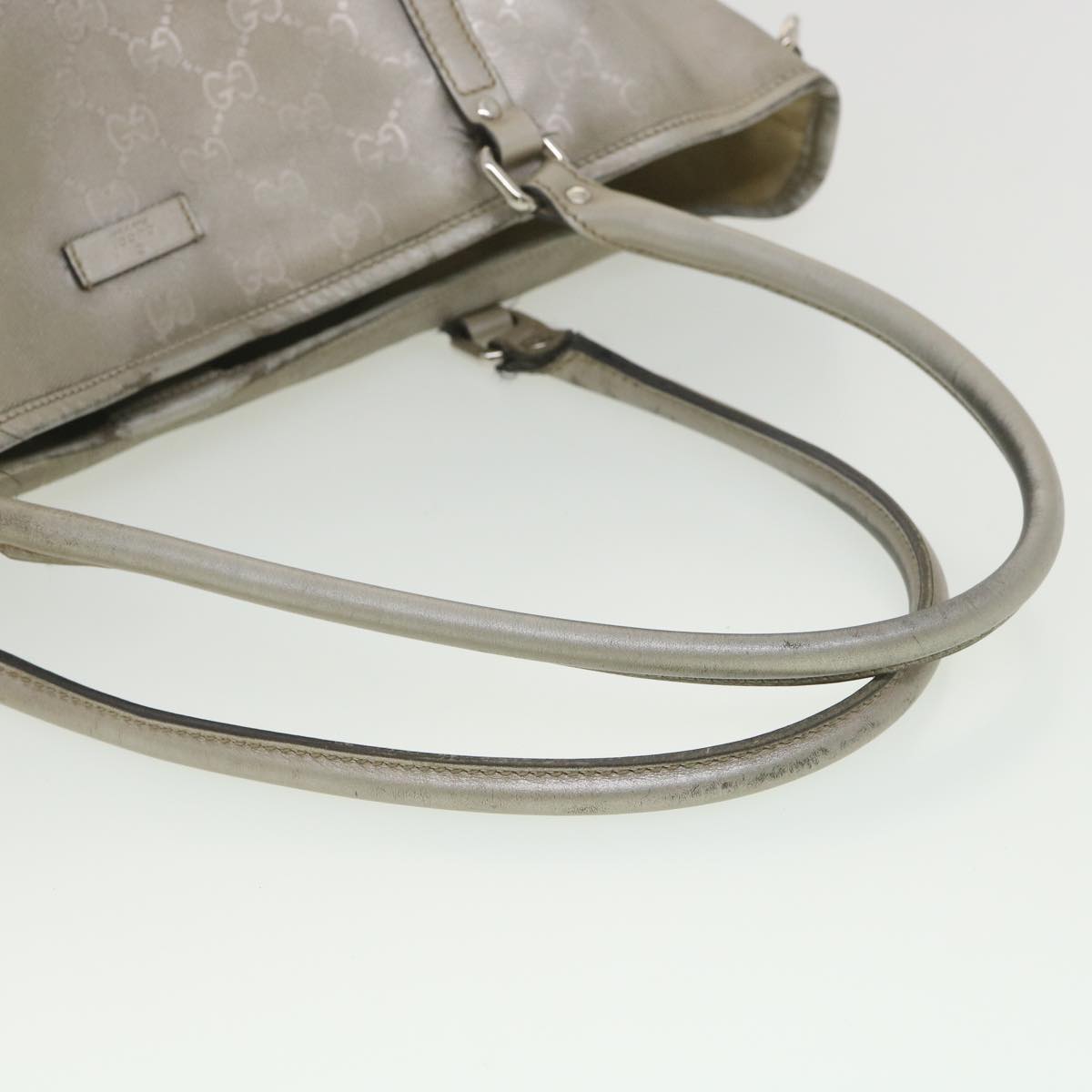 GUCCI GG Canvas Shoulder Bag Silver 197953 Auth ar9096