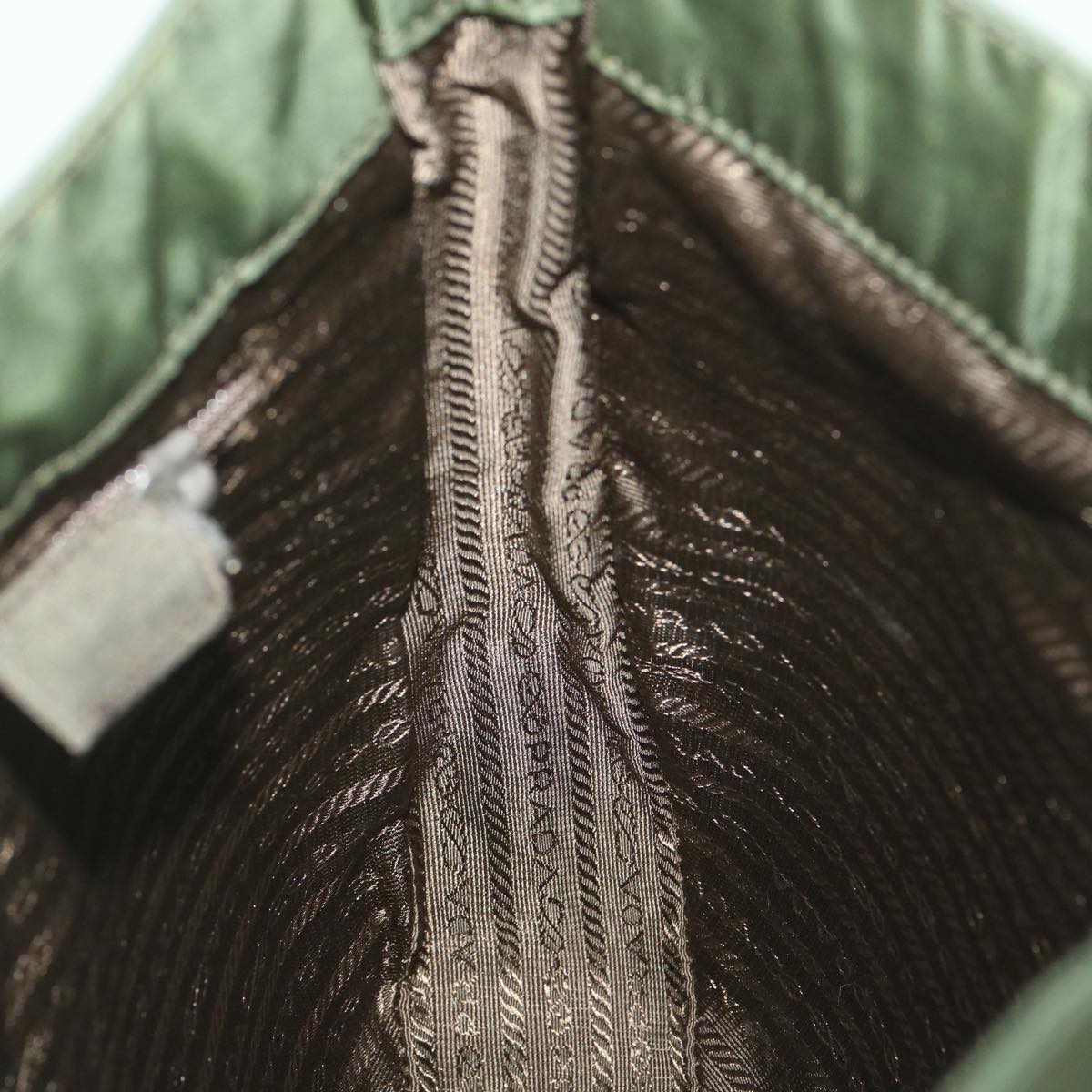 PRADA Chain Shoulder Bag Nylon Khaki Auth ar9117