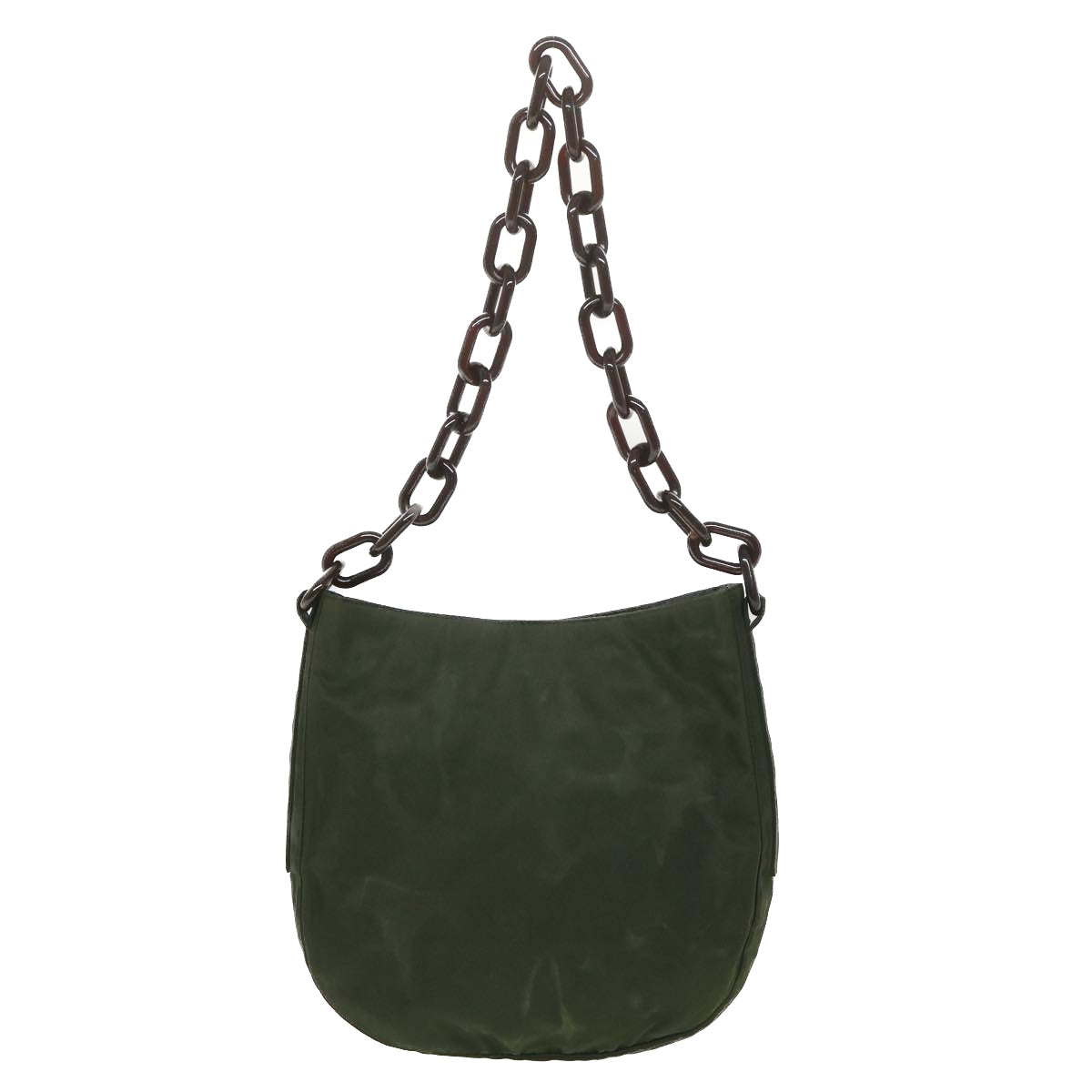 PRADA Chain Shoulder Bag Nylon Khaki Auth ar9117 - 0
