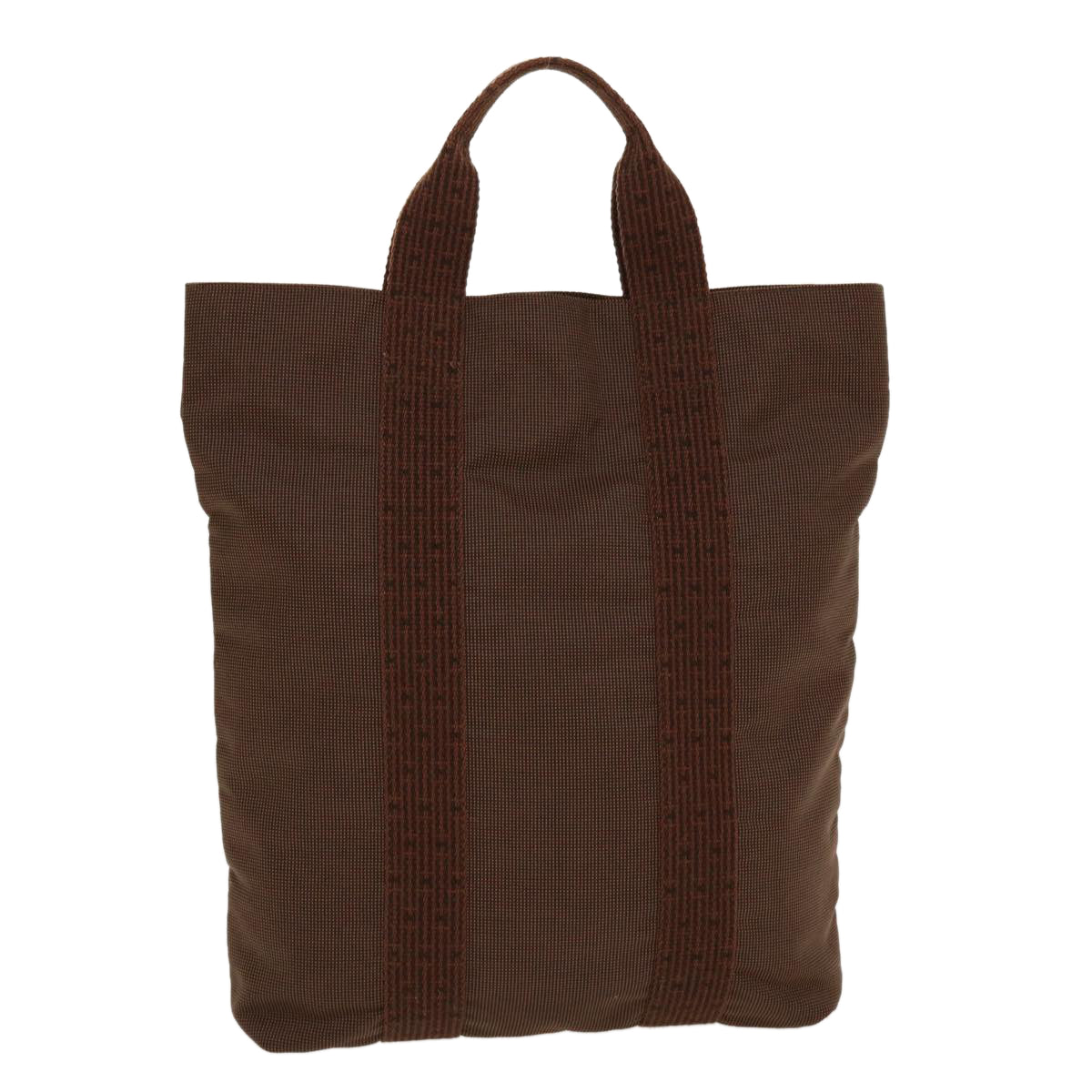 HERMES Her Line Kabas Tote Bag Canvas Brown Auth ar9152