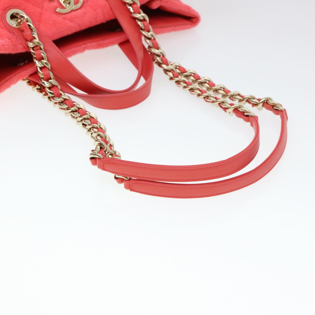 CHANEL Chain Hand Bag Pile 2way Pink CC Auth ar9158A