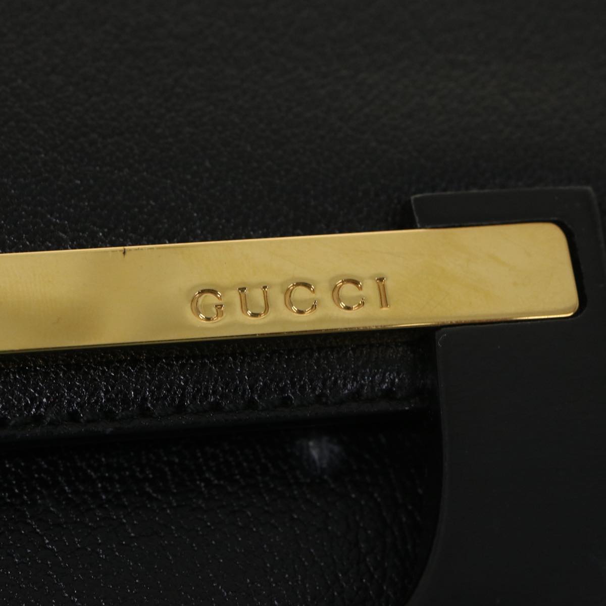 GUCCI Shoulder Bag Leather Black Auth ar9186