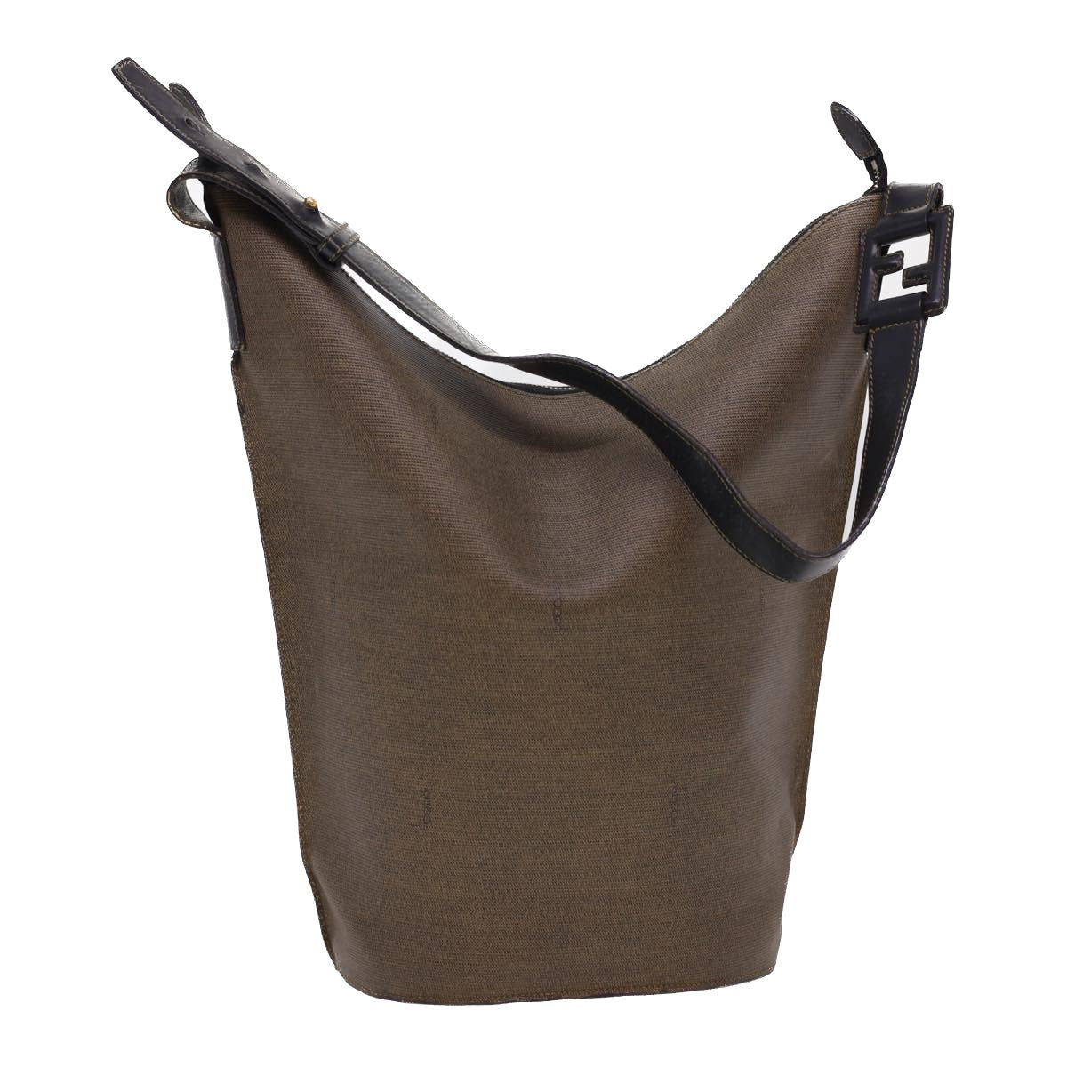 FENDI Shoulder Bag PVC Leather Dark Brown Auth ar9213