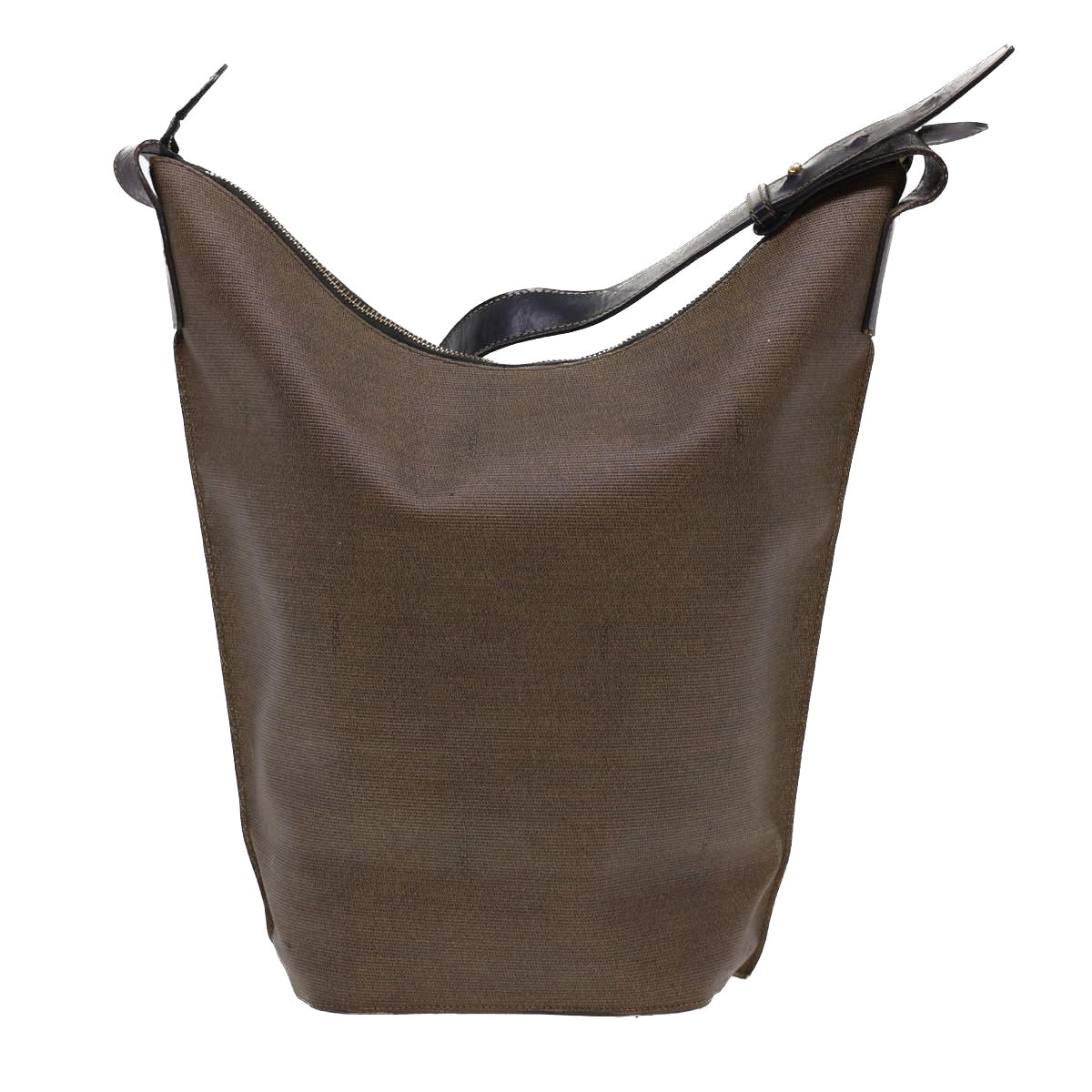 FENDI Shoulder Bag PVC Leather Dark Brown Auth ar9213 - 0