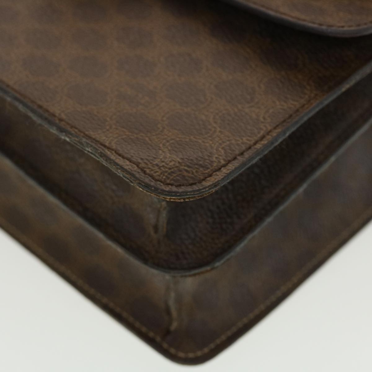 CELINE Macadam Canvas Hand Bag PVC Leather Brown Auth ar9218