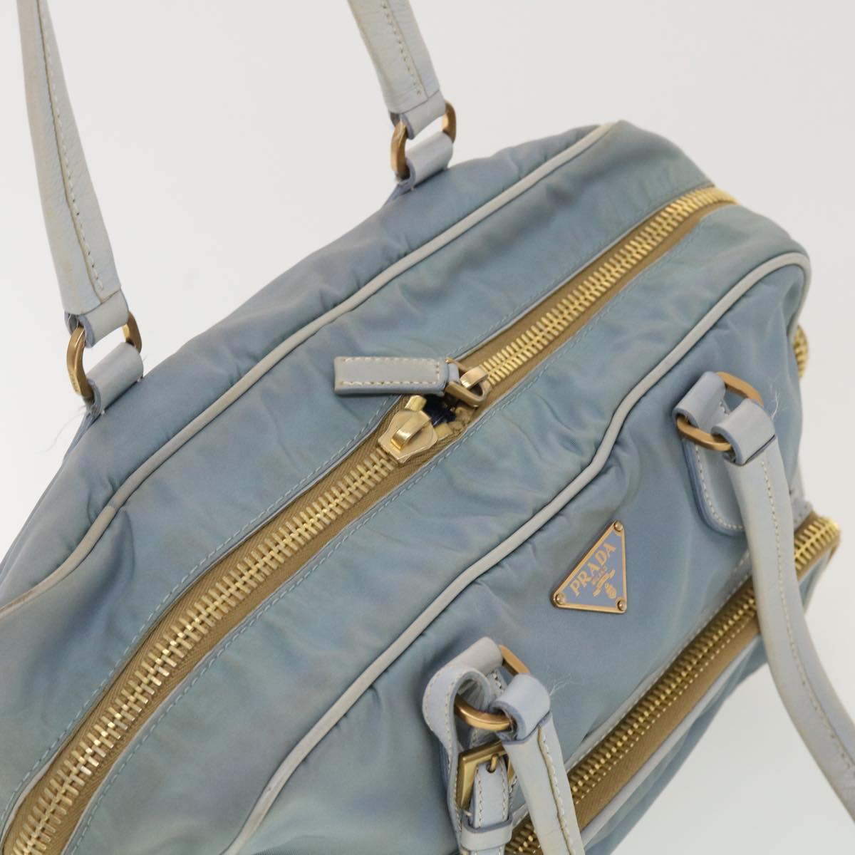 PRADA Hand Bag Nylon Light Blue Auth ar9240
