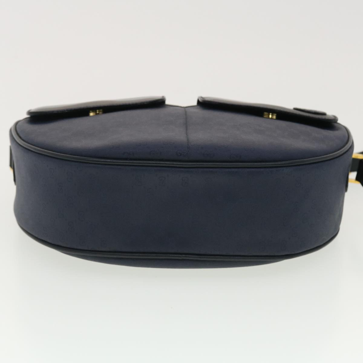 GUCCI Micro GG Canvas Shoulder Bag PVC Leather Navy Auth ar9247