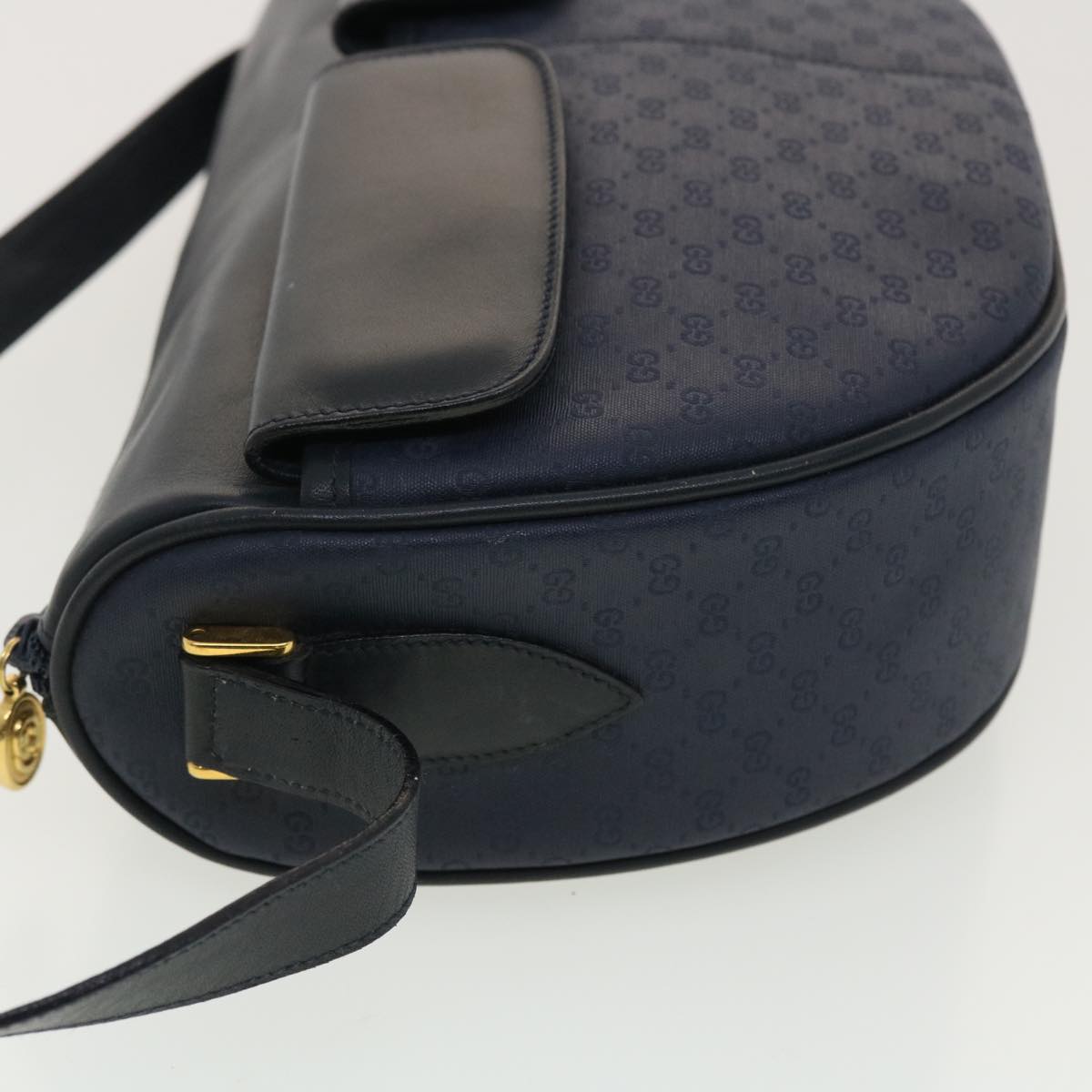 GUCCI Micro GG Canvas Shoulder Bag PVC Leather Navy Auth ar9247