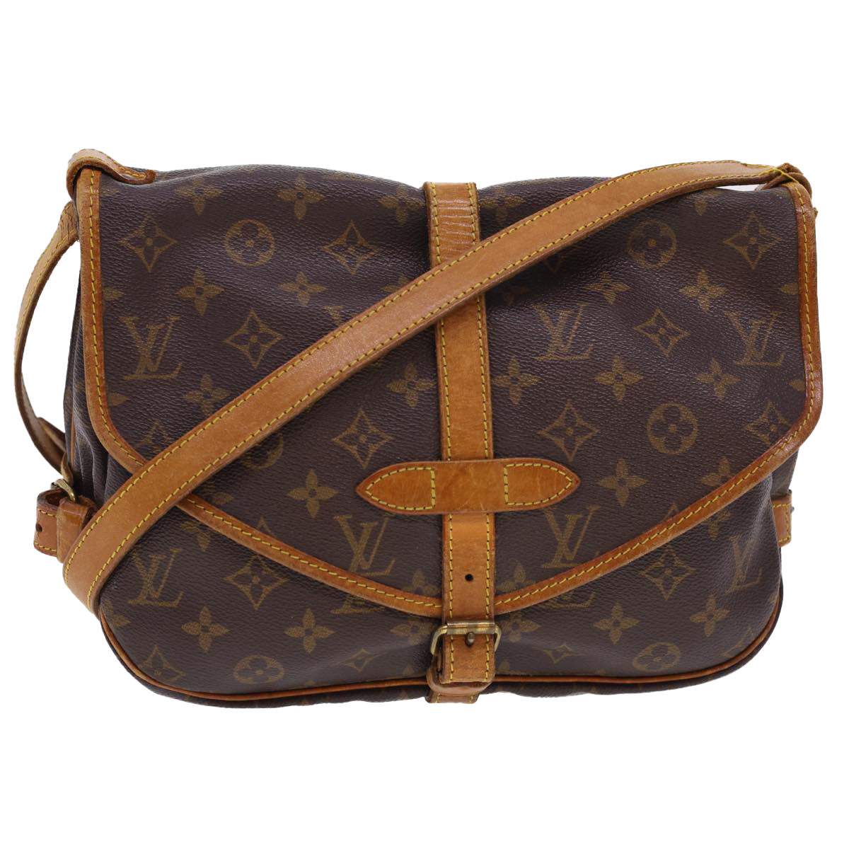 LOUIS VUITTON Monogram Saumur 30 Shoulder Bag M42256 LV Auth ar9252