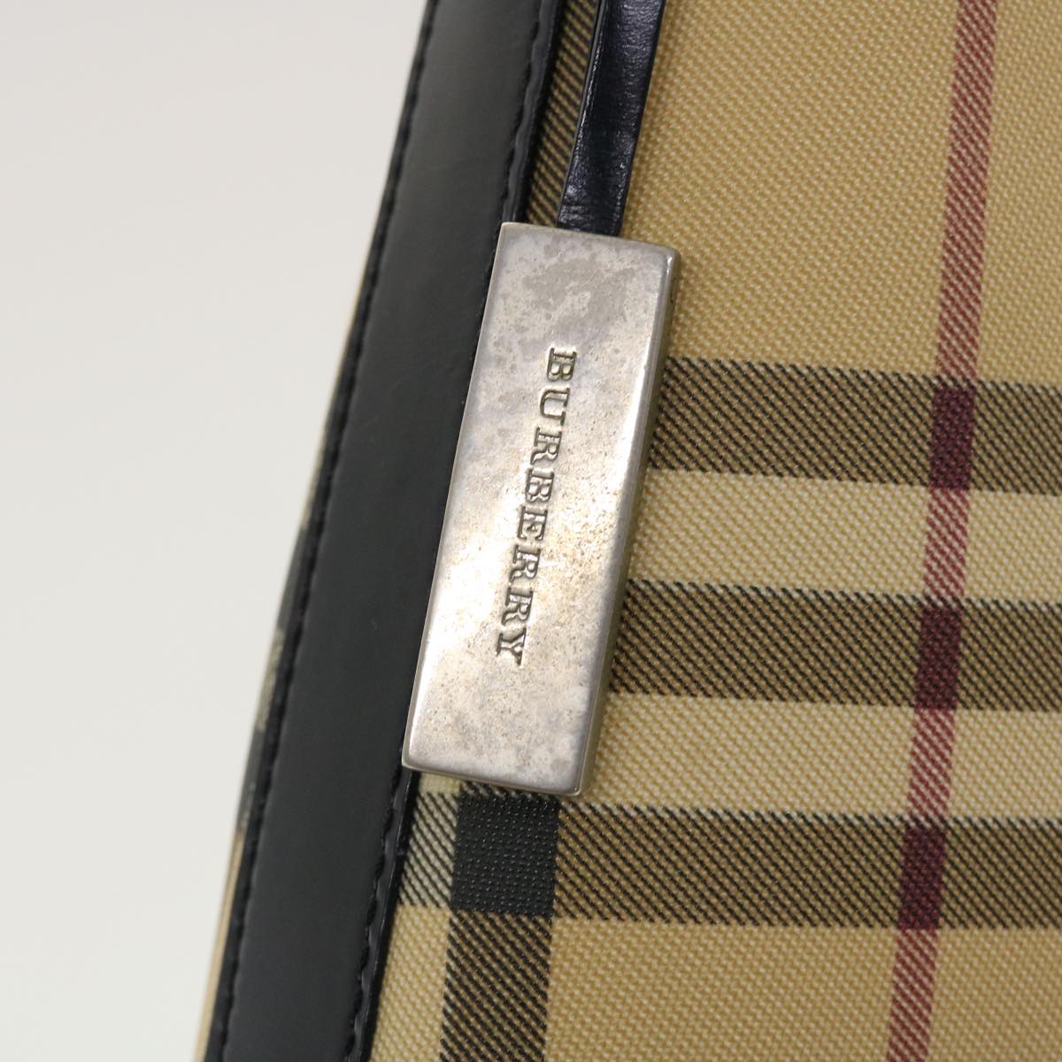 BURBERRY Nova Check Shoulder Bag Nylon Beige Auth ar9274