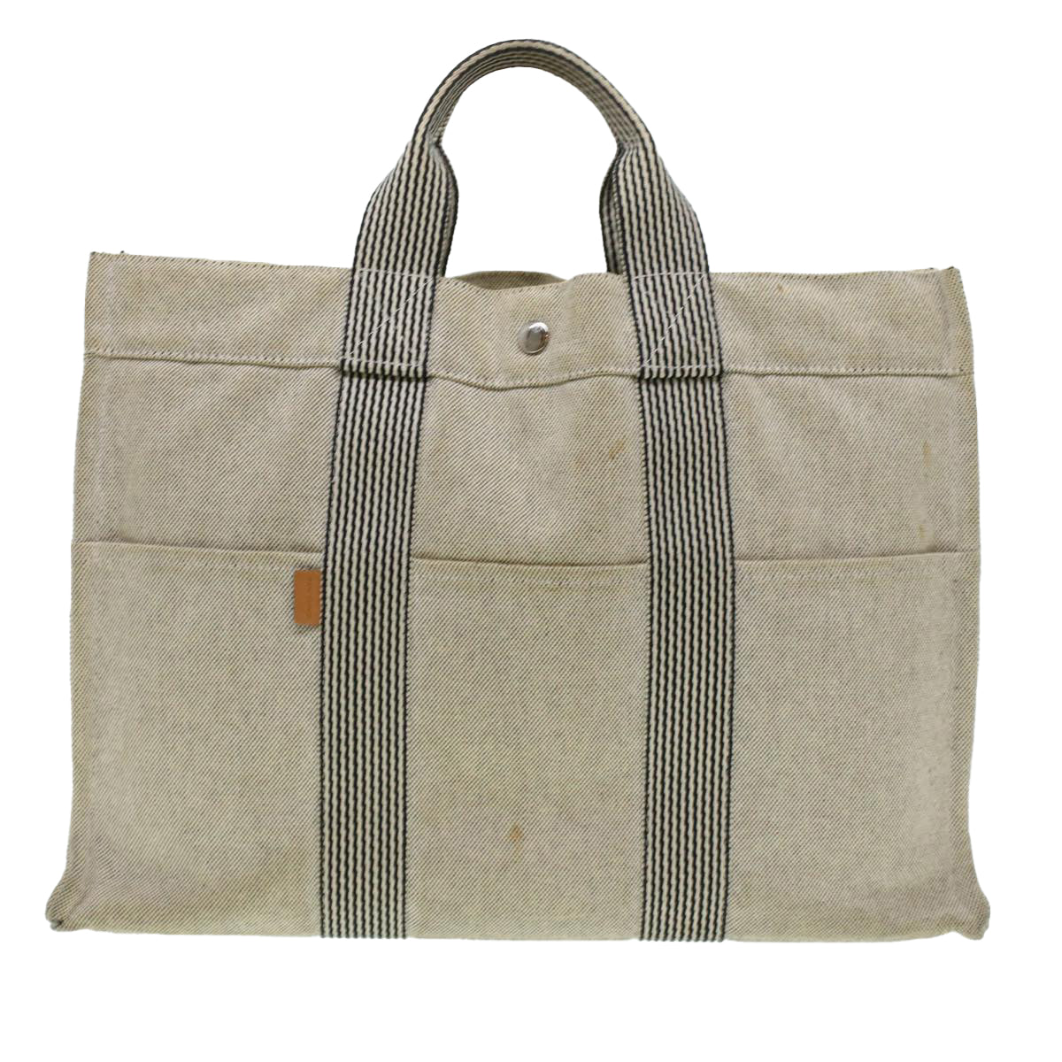 HERMES Fourre Tout MM Tote Bag Canvas Gray Auth ar9337B