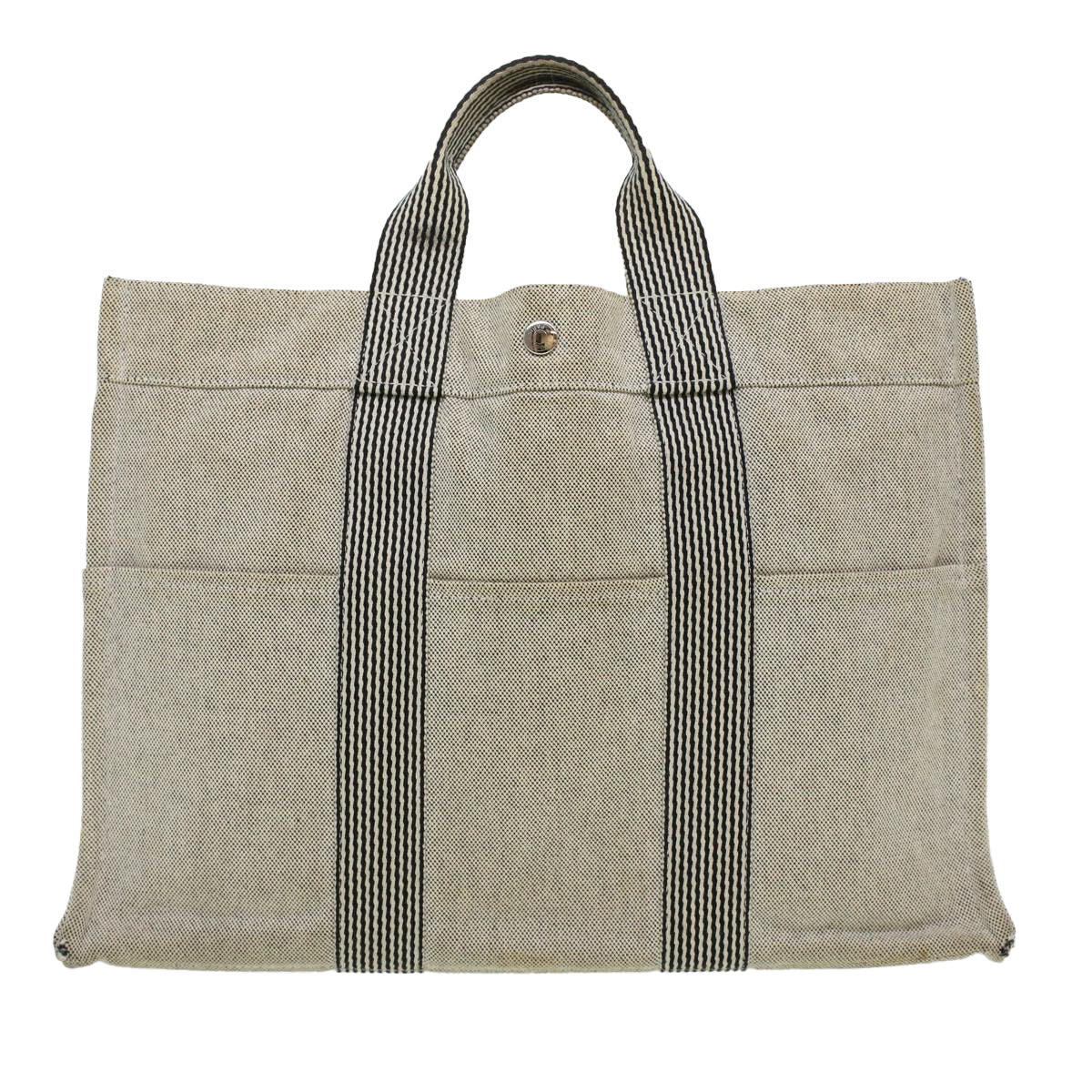 HERMES Fourre Tout MM Tote Bag Canvas Gray Auth ar9337B - 0