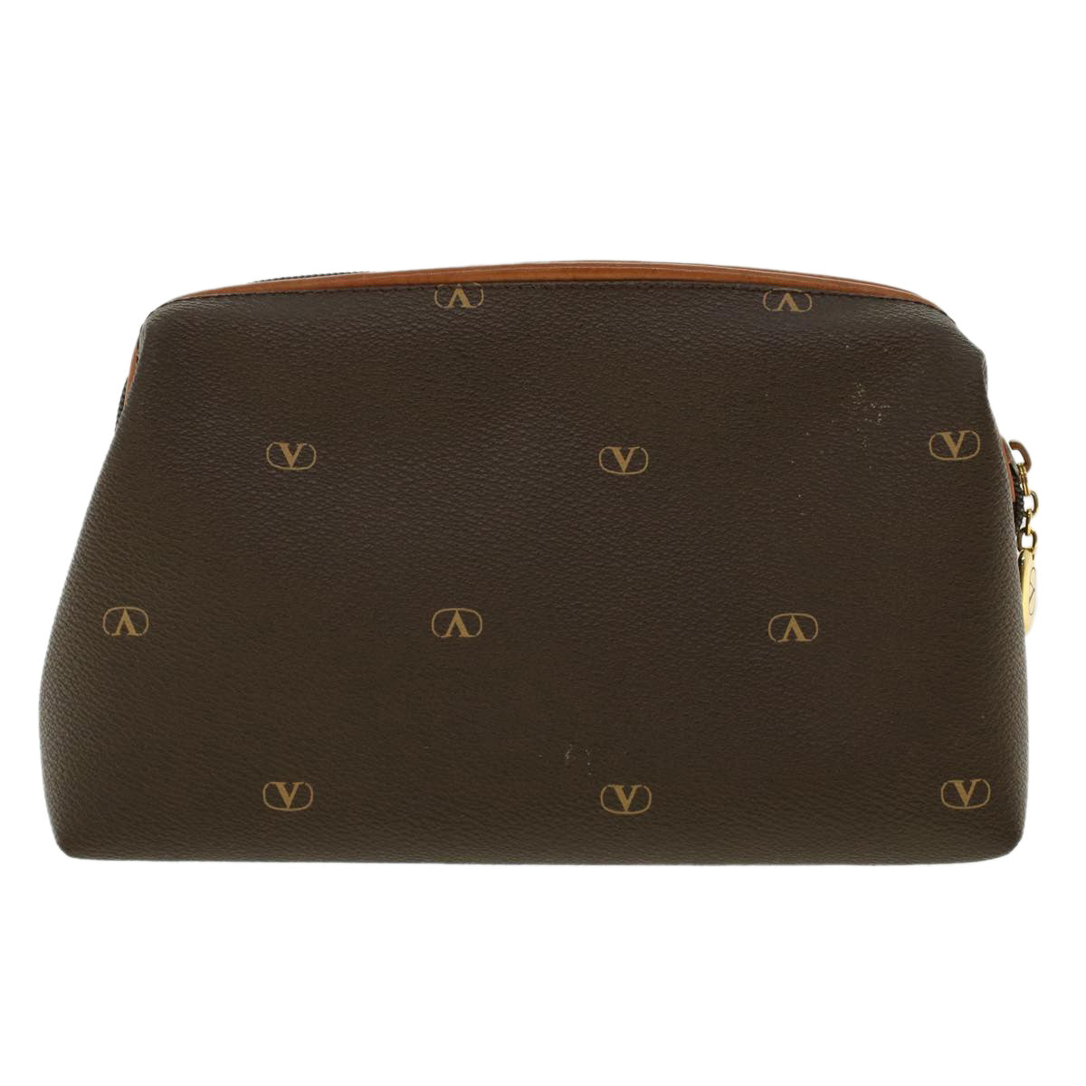 VALENTINO Clutch Bag Leather Brown Auth ar9399 - 0