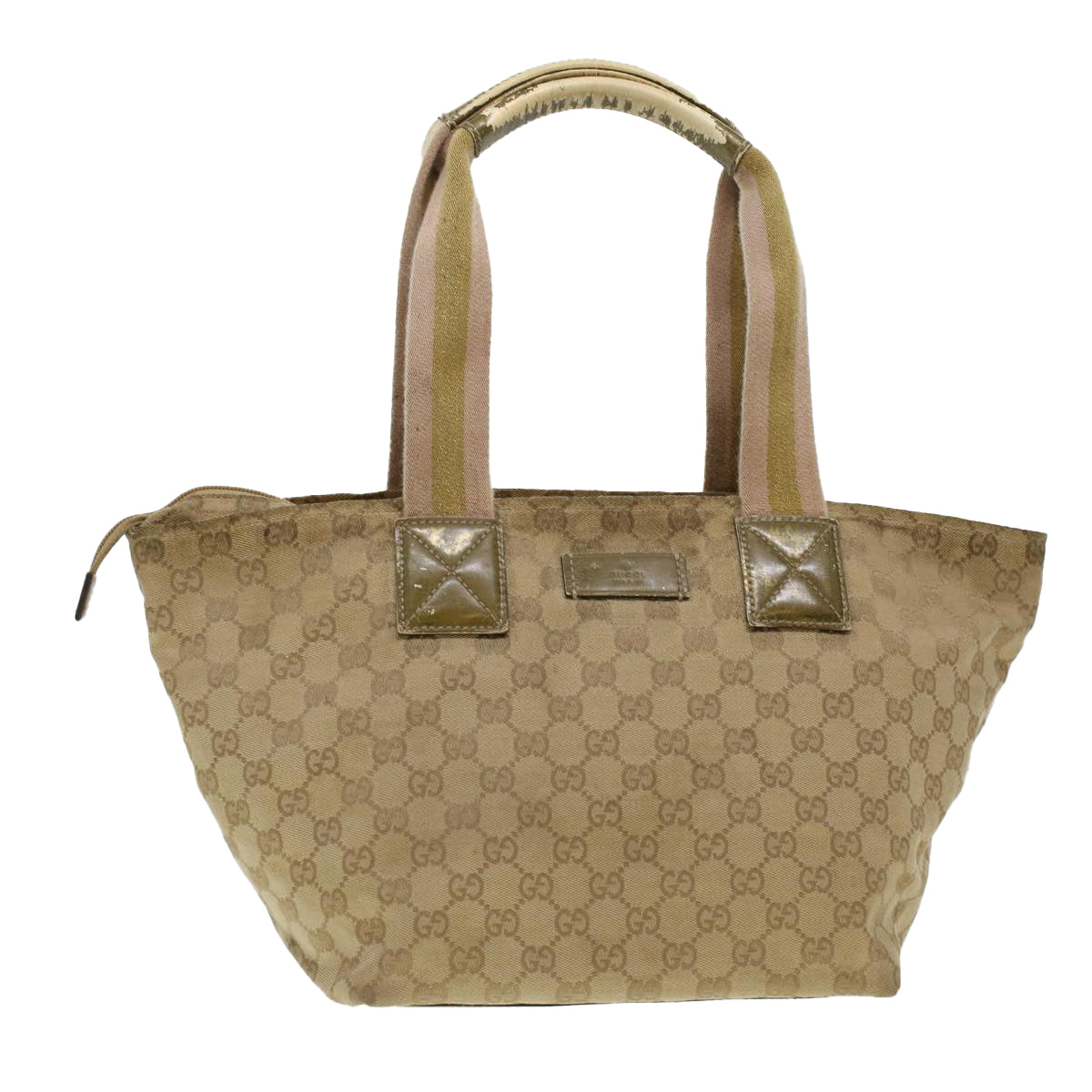 GUCCI GG Canvas Sherry Line Tote Bag Beige Green Pink 131230 Auth ar9406