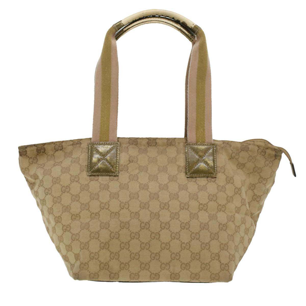 GUCCI GG Canvas Sherry Line Tote Bag Beige Green Pink 131230 Auth ar9406 - 0